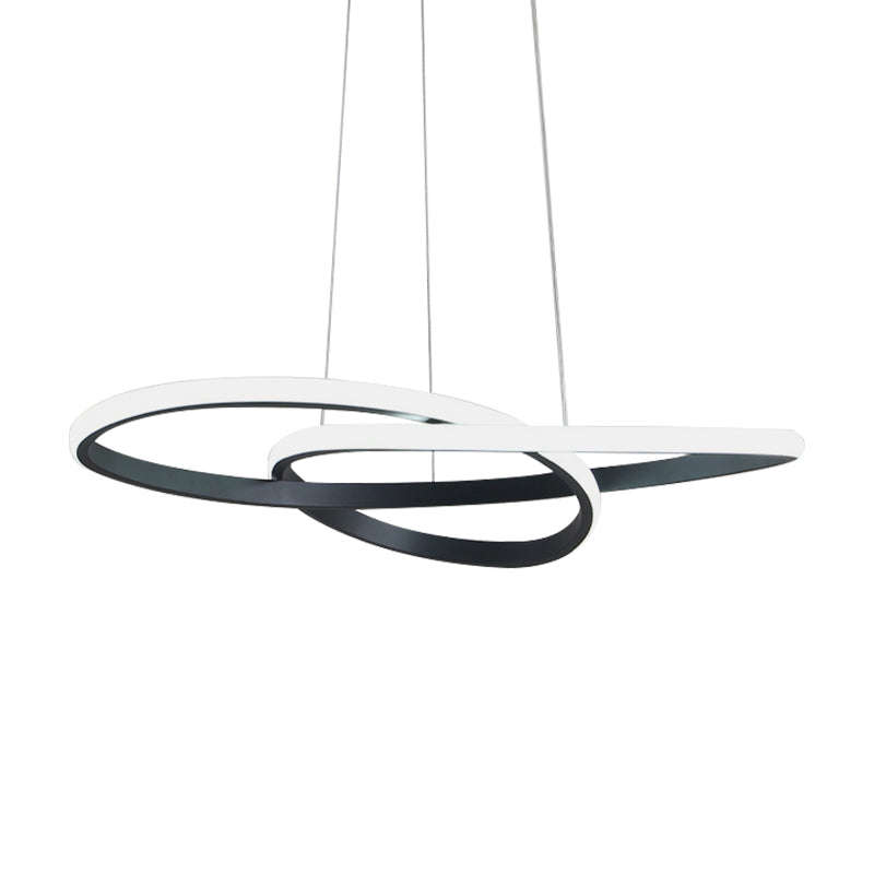 Twisted Chandelier Pendant Modern Acrylic Black Hanging Ceiling Light in Warm/White Light Clearhalo 'Ceiling Lights' 'Chandeliers' 'Modern Chandeliers' 'Modern' Lighting' 146735