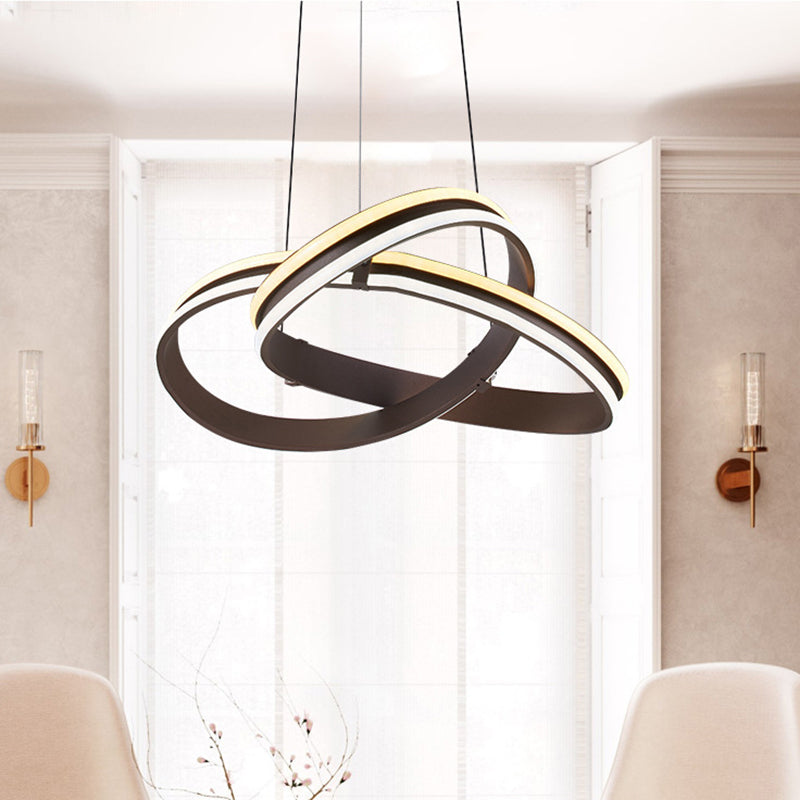 Winding Acrylic Chandelier Light Contemporary LED Brown Ceiling Pendant in Warm/White/Natural Light Clearhalo 'Ceiling Lights' 'Chandeliers' 'Modern Chandeliers' 'Modern' Lighting' 146748