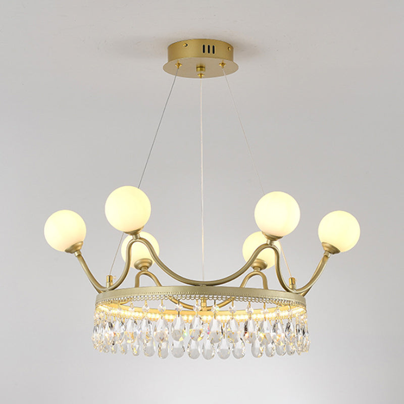 Gold Crown Ceiling Chandelier Contemporary 6/8-Light Cut Crystal Suspended Lighting Fixture Clearhalo 'Ceiling Lights' 'Chandeliers' 'Modern Chandeliers' 'Modern' Lighting' 1467970