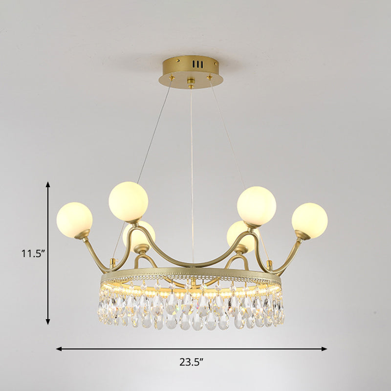 Gold Crown Ceiling Chandelier Contemporary 6/8-Light Cut Crystal Suspended Lighting Fixture Clearhalo 'Ceiling Lights' 'Chandeliers' 'Modern Chandeliers' 'Modern' Lighting' 1467971