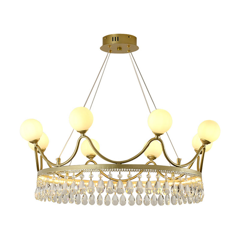 Gold Crown Ceiling Chandelier Contemporary 6/8-Light Cut Crystal Suspended Lighting Fixture Clearhalo 'Ceiling Lights' 'Chandeliers' 'Modern Chandeliers' 'Modern' Lighting' 1467975