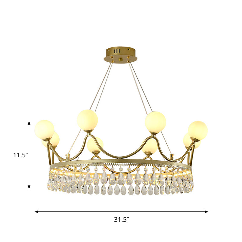 Gold Crown Ceiling Chandelier Contemporary 6/8-Light Cut Crystal Suspended Lighting Fixture Clearhalo 'Ceiling Lights' 'Chandeliers' 'Modern Chandeliers' 'Modern' Lighting' 1467976