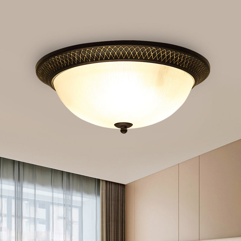 Opaline Glass Brass Flush Mount Semicircle LED Classic Ceiling Light Fixture for Hallway, 12.5"/15" W Clearhalo 'Ceiling Lights' 'Close To Ceiling Lights' 'Close to ceiling' 'Flush mount' Lighting' 1468040