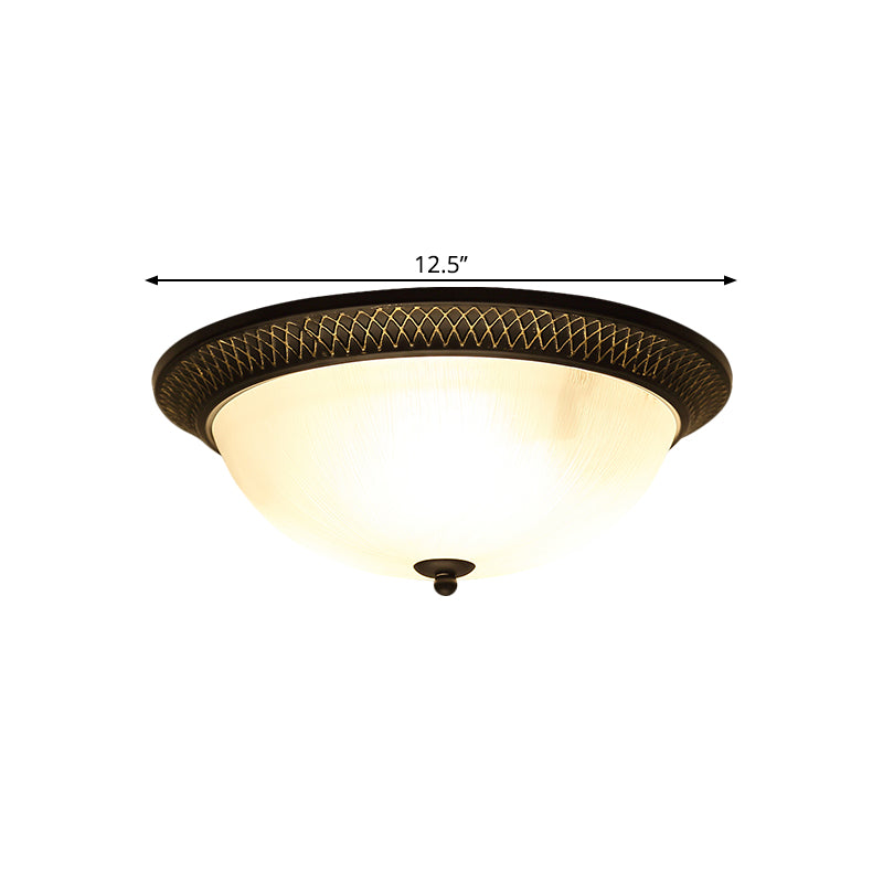 Opaline Glass Brass Flush Mount Semicircle LED Classic Ceiling Light Fixture for Hallway, 12.5"/15" W Clearhalo 'Ceiling Lights' 'Close To Ceiling Lights' 'Close to ceiling' 'Flush mount' Lighting' 1468042