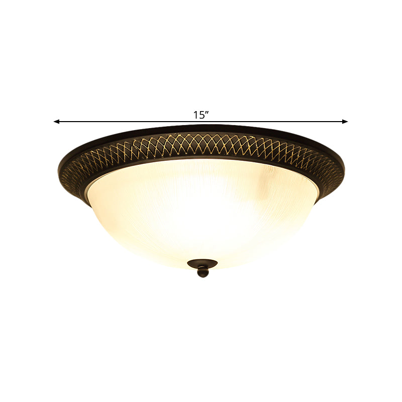 Opaline Glass Brass Flush Mount Semicircle LED Classic Ceiling Light Fixture for Hallway, 12.5"/15" W Clearhalo 'Ceiling Lights' 'Close To Ceiling Lights' 'Close to ceiling' 'Flush mount' Lighting' 1468043