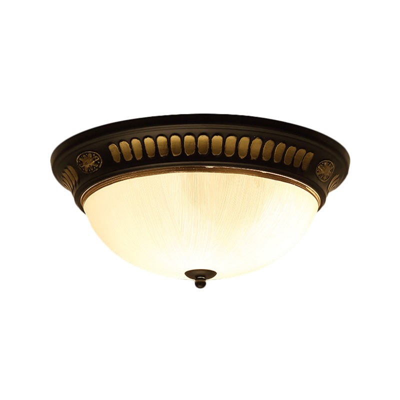 Traditional Dome Shape Ceiling Flush White Glass LED Flush Light Fixture in Bronze, 12.5"/15" Width Clearhalo 'Ceiling Lights' 'Close To Ceiling Lights' 'Close to ceiling' 'Flush mount' Lighting' 1468046