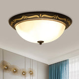 Dome-Like Bedroom Ceiling Fixture Classic Style Milk Glass 12.5"/15" Width LED Brown Flush Mount Lighting Clearhalo 'Ceiling Lights' 'Close To Ceiling Lights' 'Close to ceiling' 'Flush mount' Lighting' 1468055