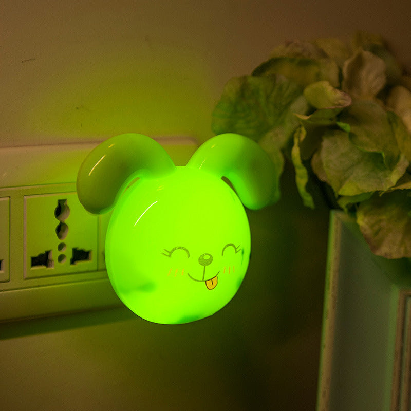 Doggy Mini Plug in Night Light Cartoon Plastic Kids Bedside LED Wall Lamp in Green Green Clearhalo 'Night Lights' 'Wall Lights' Lighting' 1468267