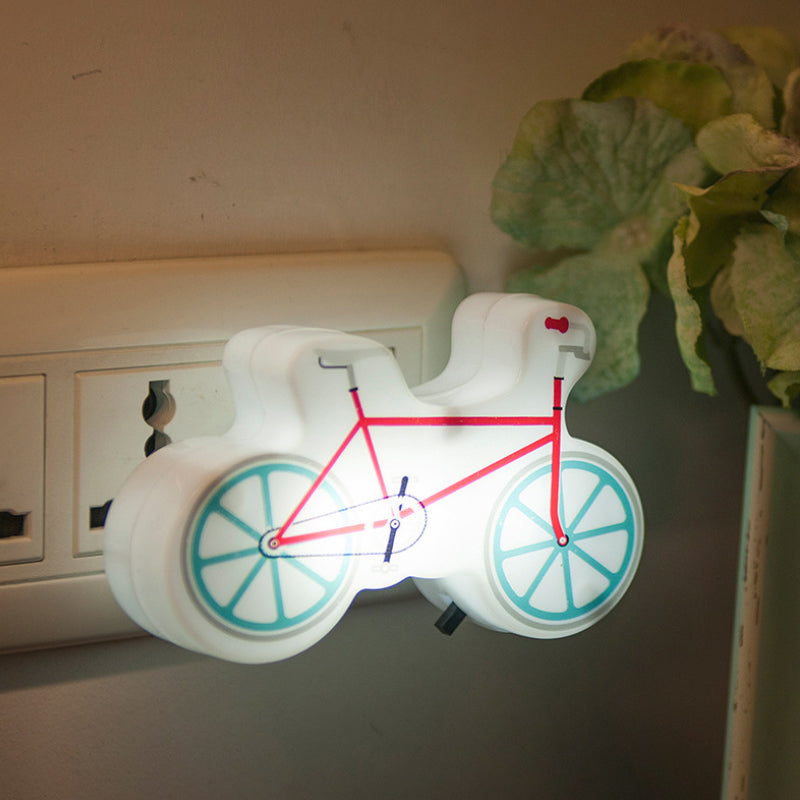 Kids Style Bicycle Night Lamp Plastic Boys Bedside LED Wall Lighting in Red with Plug Red Clearhalo 'Night Lights' 'Wall Lights' Lighting' 1468275