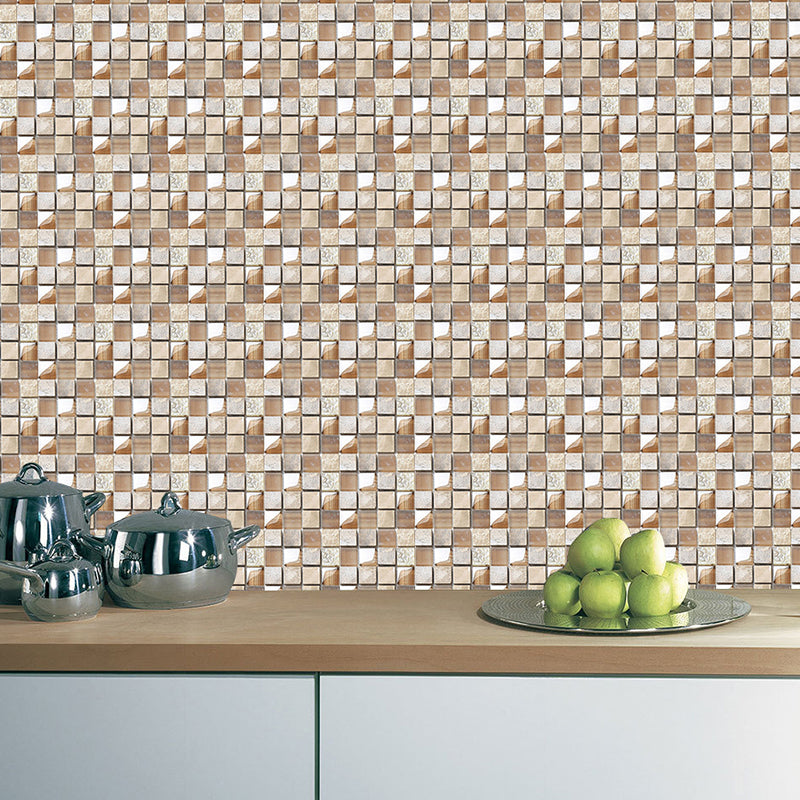 Self-Stick Grid Wallpaper Panel Set Modern PVC Wall Covering, 4' L x 4" W, Brown Brown Clearhalo 'Wall Decor' 'Wallpaper' 1468417