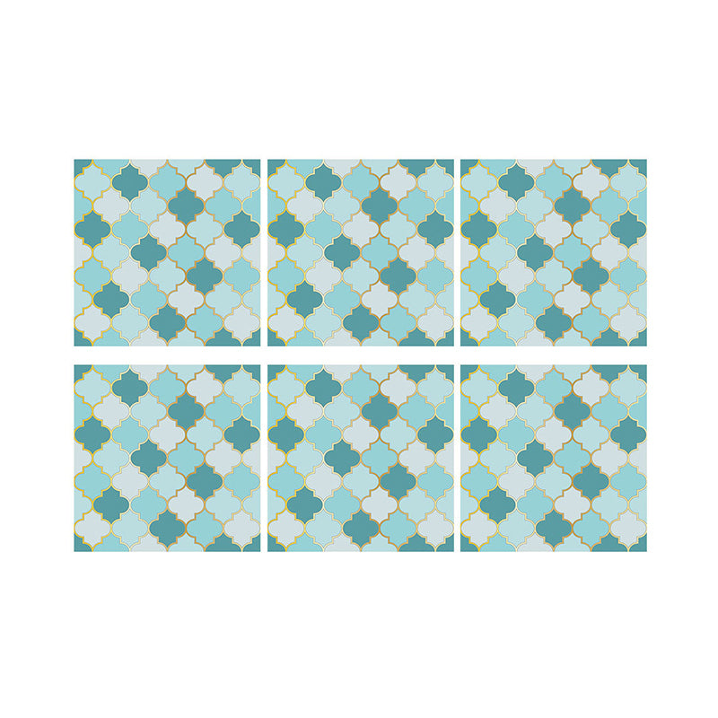 Aqua Quatrefoil Wallpaper Panel Set Peel and Stick Modern Bathroom Wall Decoration Clearhalo 'Wall Decor' 'Wallpaper' 1468492