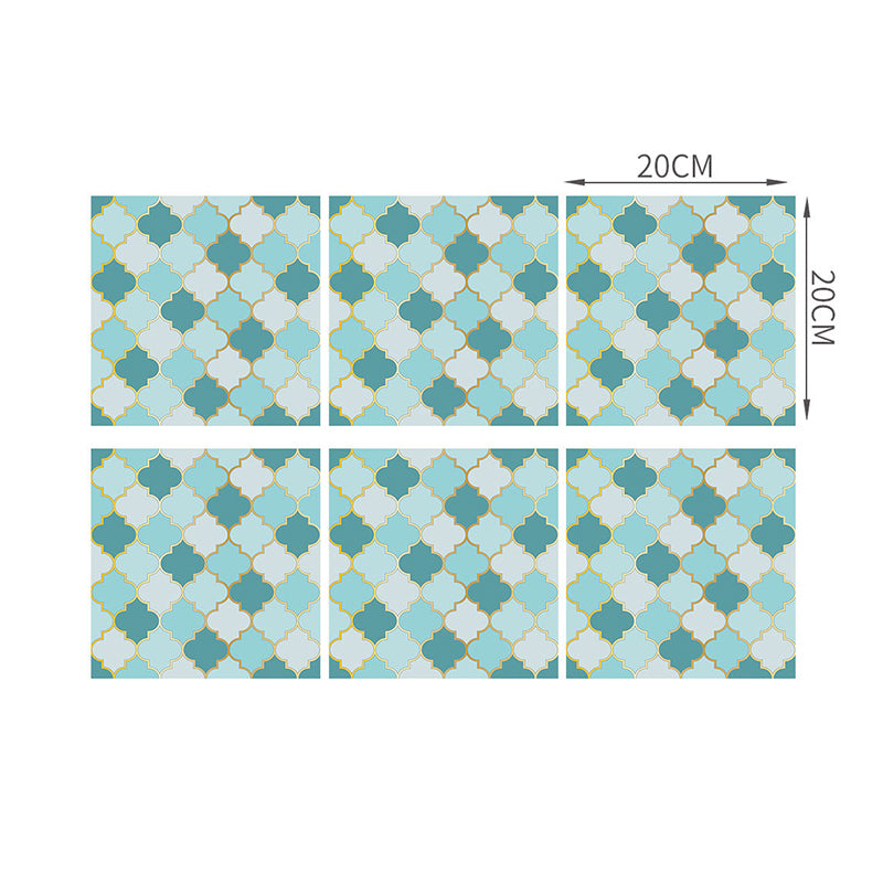 Aqua Quatrefoil Wallpaper Panel Set Peel and Stick Modern Bathroom Wall Decoration Clearhalo 'Wall Decor' 'Wallpaper' 1468493