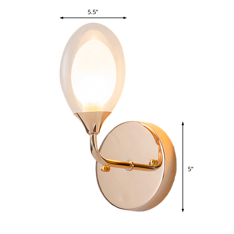 One Bulb Wall Light with Oval Shade Clear Glass Modern Bedroom Sconce Lighting Fixture Clearhalo 'Cast Iron' 'Glass' 'Industrial' 'Modern wall lights' 'Modern' 'Tiffany' 'Traditional wall lights' 'Wall Lamps & Sconces' 'Wall Lights' Lighting' 146858