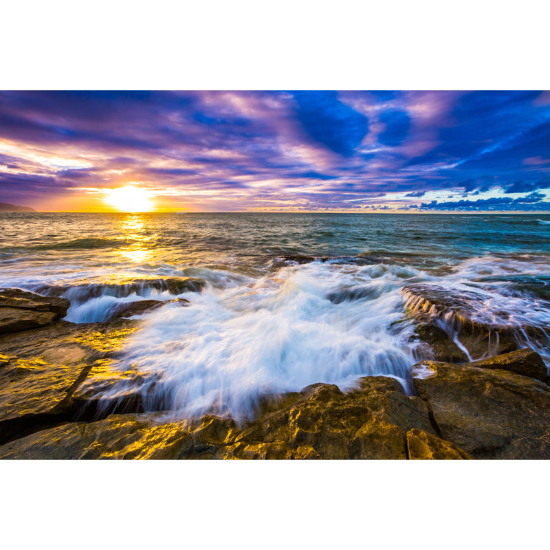 Waterproof Nightfall Sea Surge Mural Tropical Non-Woven Fabric Wall Art, Custom Print Clearhalo 'Wall Decor' 'Wall Mural' 1468790