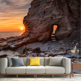 Big Photography Wall Mural Yellow-Blue Sunset Coast with Arch Entrance Wall Decor, Custom Size Clearhalo 'Wall Decor' 'Wall Mural' 1468879