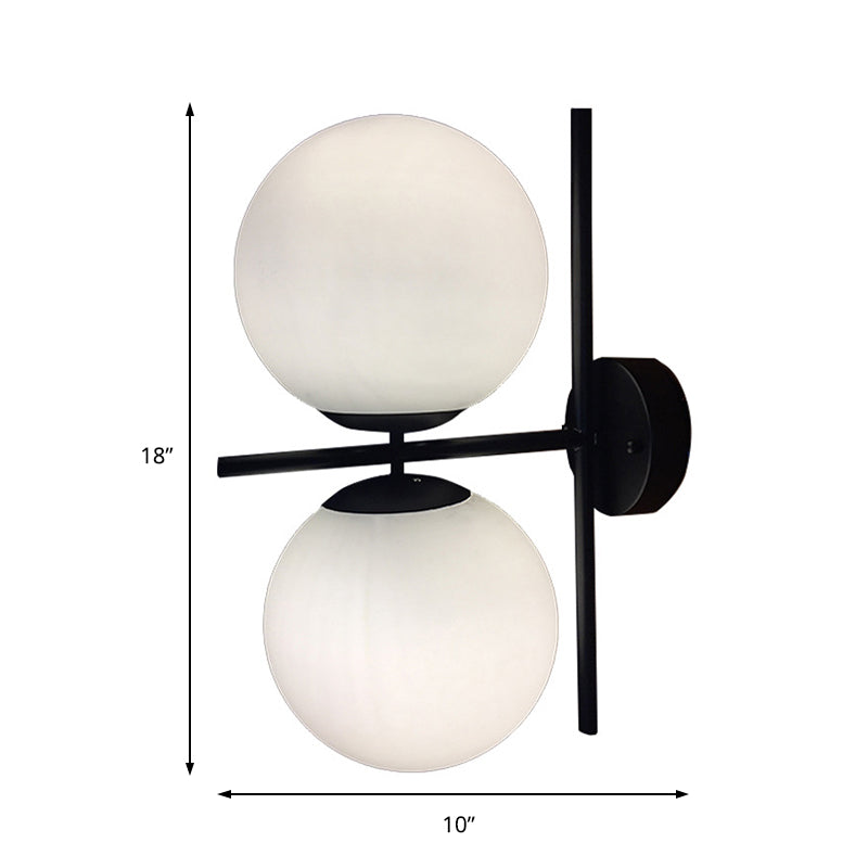 Black Spherical Wall Lighting Modern Opal Glass 1 Light Living Room Sconce Light Fixture Clearhalo 'Cast Iron' 'Glass' 'Industrial' 'Modern wall lights' 'Modern' 'Tiffany' 'Traditional wall lights' 'Wall Lamps & Sconces' 'Wall Lights' Lighting' 146895