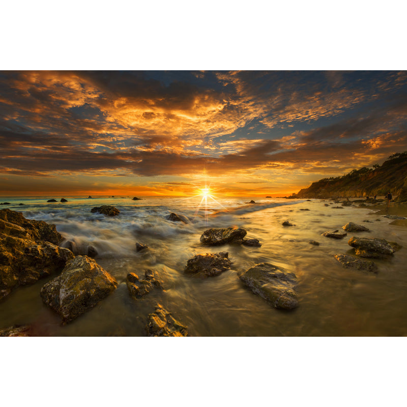 Stunning Seashore Sunset Mural Wallpaper for Home, Yellow-Blue, Personalized Size Clearhalo 'Wall Decor' 'Wall Mural' 1468960