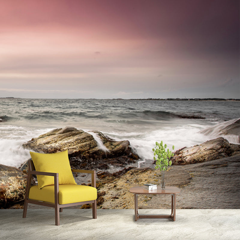 Vast Sea and Rock Mural for Living Room Seascapes Wall Covering, Custom Size Available Clearhalo 'Wall Decor' 'Wall Mural' 1468979