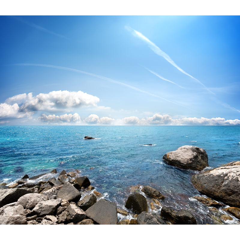 Tropical Sunny Seascapes Mural for Bedroom Custom Wall Decor in Blue, Non-Woven Cloth Clearhalo 'Wall Decor' 'Wall Mural' 1469015