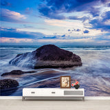 Tropix Rock and Tide Mural Blue Indoor Wall Covering, Personalized Size Available Clearhalo 'Wall Decor' 'Wall Mural' 1469058