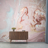 Artistry Wave Patterned Mural Decal for Living Room Custom Wall Covering in Pink Clearhalo 'Wall Decor' 'Wall Mural' 1469344