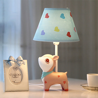 Study Room Sika Deer Desk Light with Fabric Shade Resin 1 Light Lovely Pink Table Light Blue Clearhalo 'Lamps' 'Table Lamps' Lighting' 14694