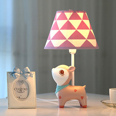 Study Room Sika Deer Desk Light with Fabric Shade Resin 1 Light Lovely Pink Table Light Pink Clearhalo 'Lamps' 'Table Lamps' Lighting' 14699