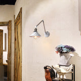 Metal Dimpled Conic Wall Sconce Industrial Style 1 Light Corridor Wall Light with Swing Arm in White White Clearhalo 'Art deco wall lights' 'Cast Iron' 'Glass' 'Industrial wall lights' 'Industrial' 'Middle century wall lights' 'Modern' 'Rustic wall lights' 'Tiffany' 'Traditional wall lights' 'Wall Lamps & Sconces' 'Wall Lights' Lighting' 147006