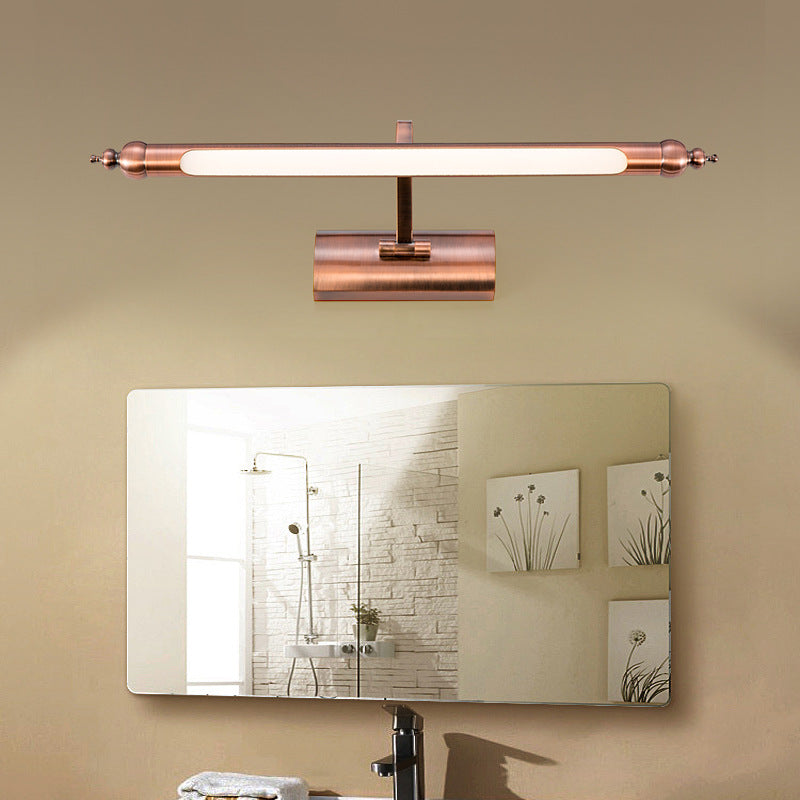 LED Bathroom Vanity Sconce Light with Linear Metal Shade Copper Wall Light Fixture in Warm/White Lighting, 18"/22" Width Copper Clearhalo 'Cast Iron' 'Glass' 'Industrial' 'Modern wall lights' 'Modern' 'Tiffany' 'Traditional wall lights' 'Vanity Lights' 'Wall Lights' Lighting' 147141