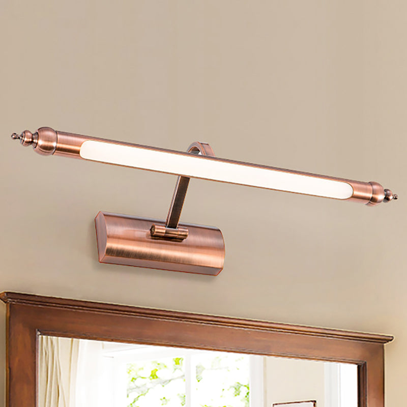 LED Bathroom Vanity Sconce Light with Linear Metal Shade Copper Wall Light Fixture in Warm/White Lighting, 18"/22" Width Clearhalo 'Cast Iron' 'Glass' 'Industrial' 'Modern wall lights' 'Modern' 'Tiffany' 'Traditional wall lights' 'Vanity Lights' 'Wall Lights' Lighting' 147142