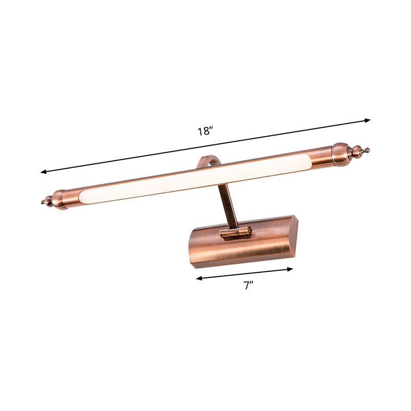 LED Bathroom Vanity Sconce Light with Linear Metal Shade Copper Wall Light Fixture in Warm/White Lighting, 18"/22" Width Clearhalo 'Cast Iron' 'Glass' 'Industrial' 'Modern wall lights' 'Modern' 'Tiffany' 'Traditional wall lights' 'Vanity Lights' 'Wall Lights' Lighting' 147144
