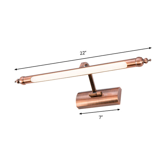 LED Bathroom Vanity Sconce Light with Linear Metal Shade Copper Wall Light Fixture in Warm/White Lighting, 18"/22" Width Clearhalo 'Cast Iron' 'Glass' 'Industrial' 'Modern wall lights' 'Modern' 'Tiffany' 'Traditional wall lights' 'Vanity Lights' 'Wall Lights' Lighting' 147145