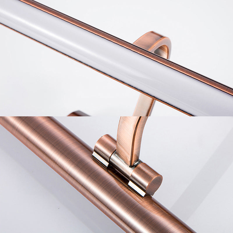 LED Bathroom Vanity Sconce Light with Linear Metal Shade Copper Wall Light Fixture in Warm/White Lighting, 18"/22" Width Clearhalo 'Cast Iron' 'Glass' 'Industrial' 'Modern wall lights' 'Modern' 'Tiffany' 'Traditional wall lights' 'Vanity Lights' 'Wall Lights' Lighting' 147147