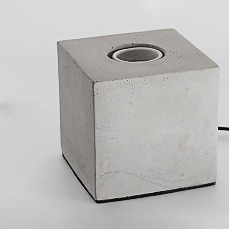 Cement Squared Base Table Lighting with Bare Bulb Vintage Style 1 Light Bedside Mini Table Lamp Clearhalo 'Lamps' 'Table Lamps' Lighting' 147213