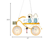 Metal Bicycle Chandelier Lamp Kids LED Yellow Hanging Pendant Light with Frosted Glass Shade Clearhalo 'Ceiling Lights' 'Chandeliers' Lighting' options 1473211