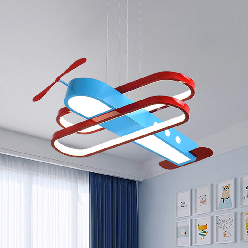 Airplane Acrylic Chandelier Lighting Kids LED Blue Ceiling Pendant Light for Bedroom, 19.5"/26" Long Clearhalo 'Ceiling Lights' 'Chandeliers' Lighting' options 1473217