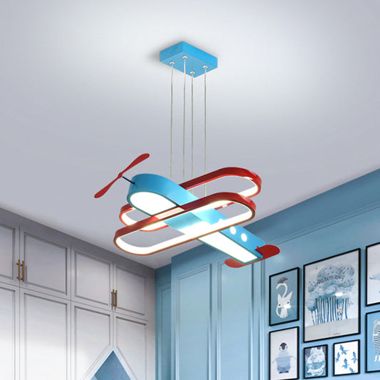 Airplane Acrylic Chandelier Lighting Kids LED Blue Ceiling Pendant Light for Bedroom, 19.5"/26" Long Clearhalo 'Ceiling Lights' 'Chandeliers' Lighting' options 1473218