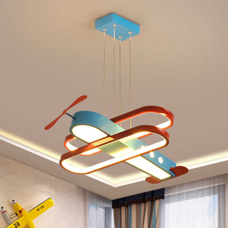 Airplane Acrylic Chandelier Lighting Kids LED Blue Ceiling Pendant Light for Bedroom, 19.5"/26" Long Clearhalo 'Ceiling Lights' 'Chandeliers' Lighting' options 1473219