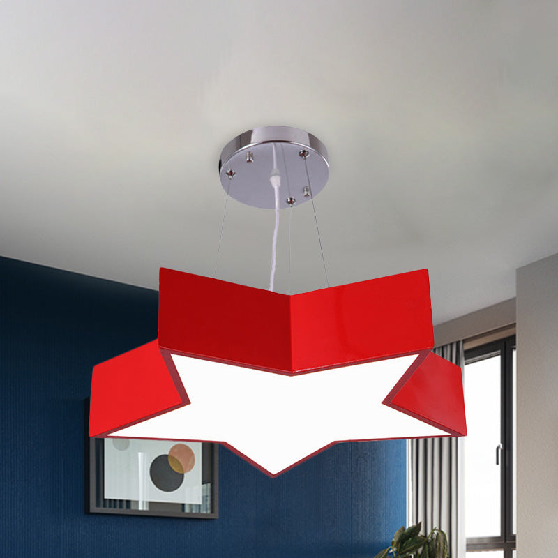 18"/23.5" W Kids LED Pendant Chandelier Red Star Hanging Ceiling Light with Acrylic Shade for Kindergarten Clearhalo 'Ceiling Lights' 'Chandeliers' Lighting' options 1473223