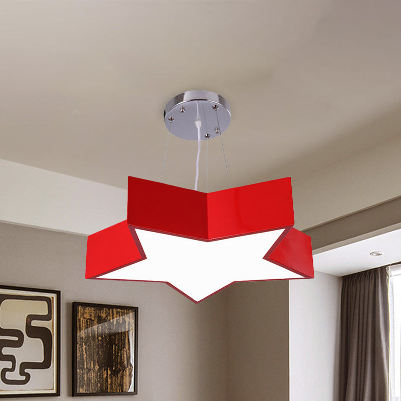 18"/23.5" W Kids LED Pendant Chandelier Red Star Hanging Ceiling Light with Acrylic Shade for Kindergarten Clearhalo 'Ceiling Lights' 'Chandeliers' Lighting' options 1473225