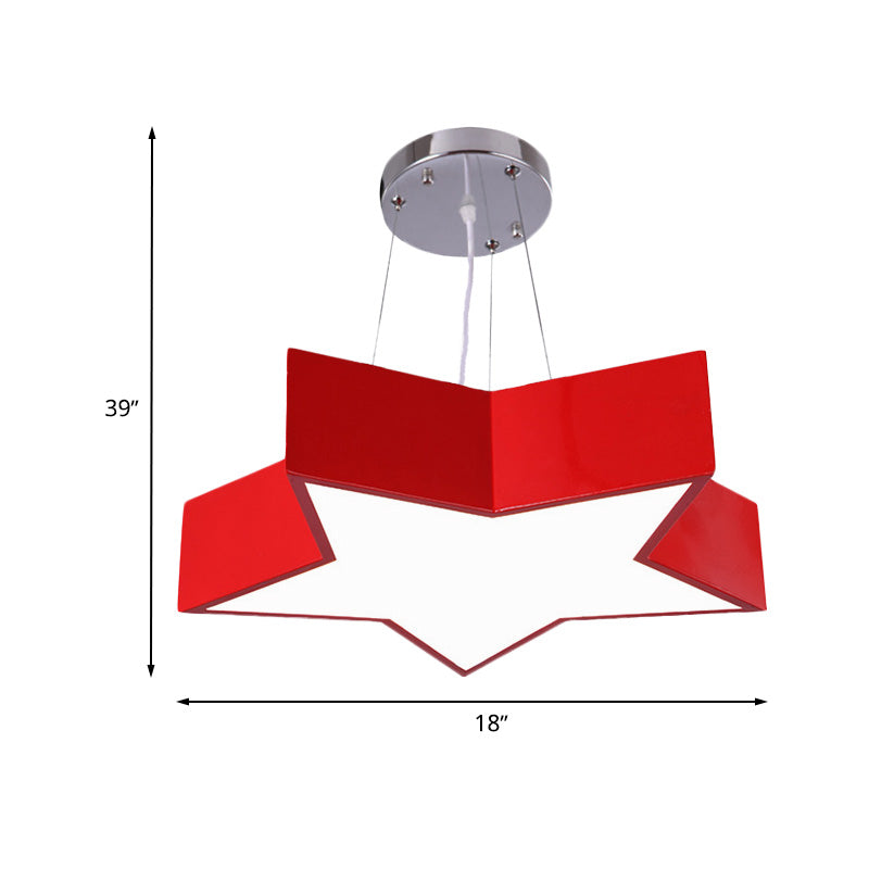 18"/23.5" W Kids LED Pendant Chandelier Red Star Hanging Ceiling Light with Acrylic Shade for Kindergarten Clearhalo 'Ceiling Lights' 'Chandeliers' Lighting' options 1473227