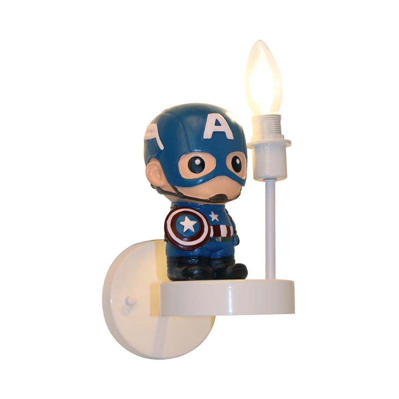 Resin Mini Soldier Wall Lamp Kids 1 Bulb Blue Sconce Ideas with Exposed Bulb Design Clearhalo 'Wall Lamps & Sconces' 'Wall Lights' Lighting' 1473355