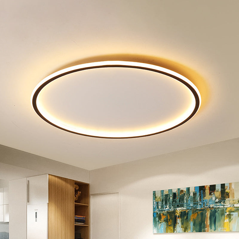 Ultrathin Disc Flush Mount Lighting Simple Acrylic Living Room 16"/19.5"/23.5" Width LED Flushmount Ceiling Lamp in Black Clearhalo 'Ceiling Lights' 'Close To Ceiling Lights' 'Close to ceiling' 'Flush mount' Lighting' 1473544