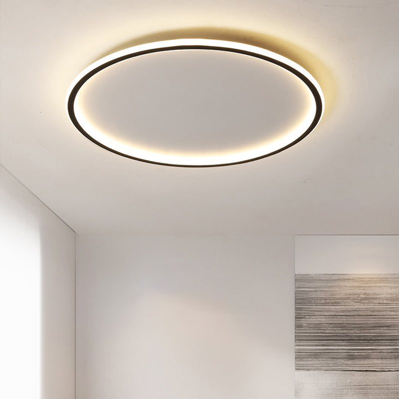 Ultrathin Disc Flush Mount Lighting Simple Acrylic Living Room 16"/19.5"/23.5" Width LED Flushmount Ceiling Lamp in Black Black Clearhalo 'Ceiling Lights' 'Close To Ceiling Lights' 'Close to ceiling' 'Flush mount' Lighting' 1473545