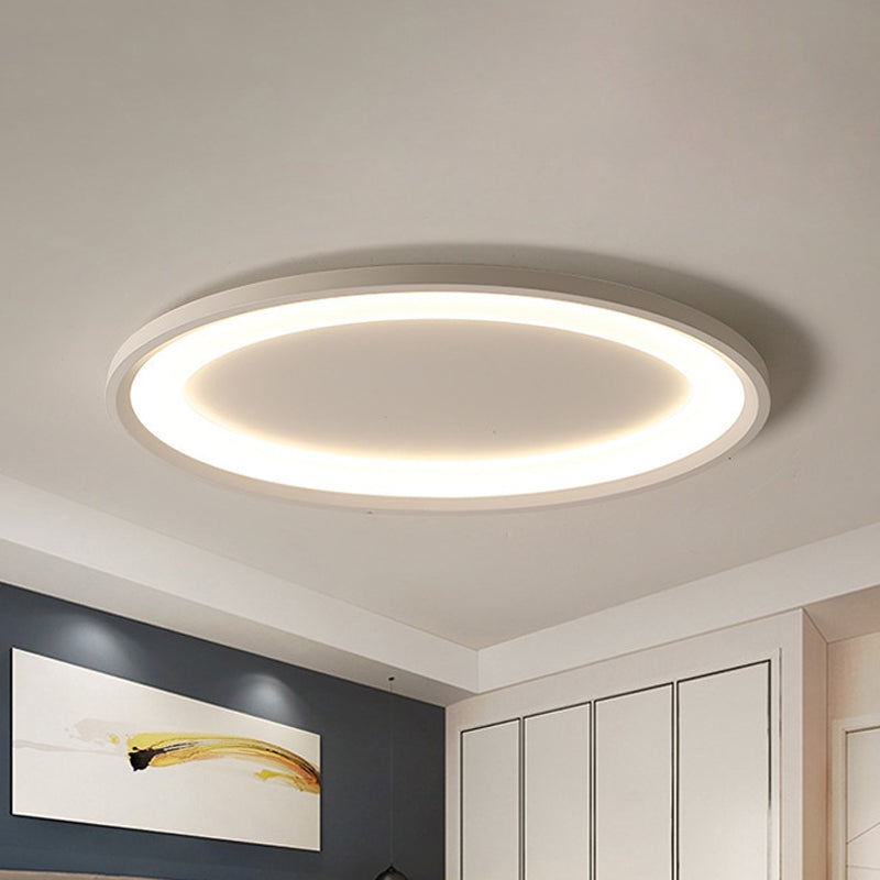 Elliptical Thin Bedroom Flushmount Iron Minimalist 22"/26" W LED Flush Mount Ceiling Lighting Fixture in Warm/White Light Clearhalo 'Ceiling Lights' 'Close To Ceiling Lights' 'Close to ceiling' 'Flush mount' Lighting' 1473558