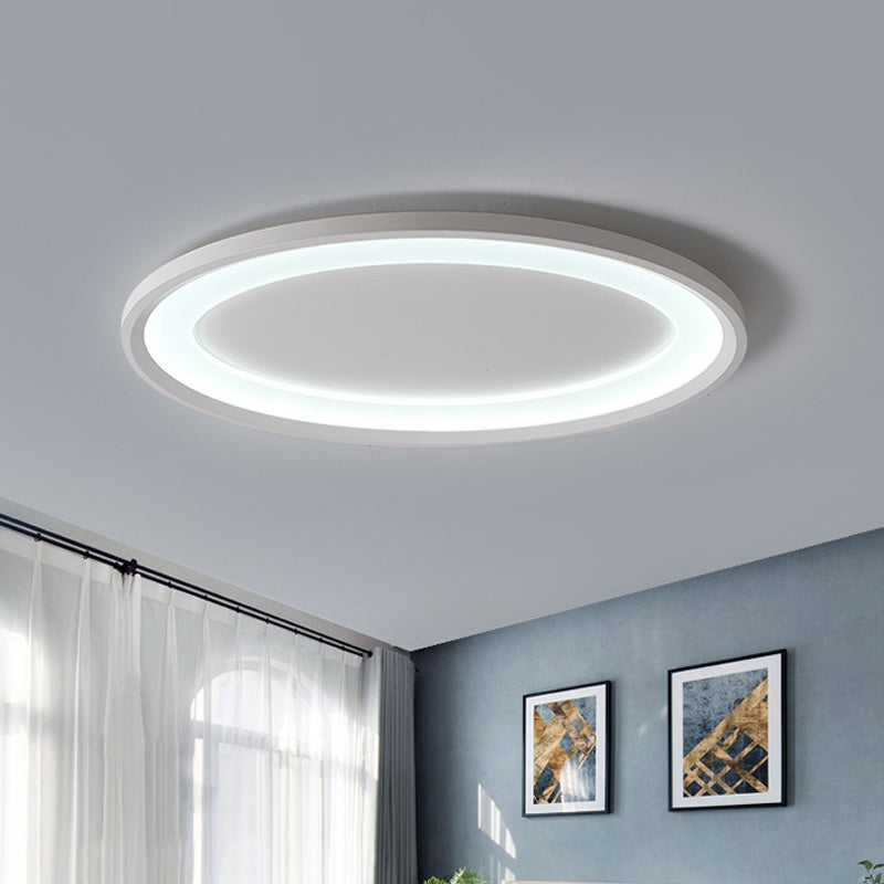 Elliptical Thin Bedroom Flushmount Iron Minimalist 22"/26" W LED Flush Mount Ceiling Lighting Fixture in Warm/White Light White Clearhalo 'Ceiling Lights' 'Close To Ceiling Lights' 'Close to ceiling' 'Flush mount' Lighting' 1473559