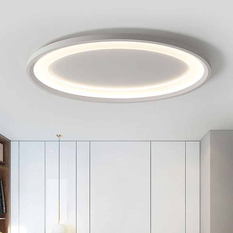 Elliptical Thin Bedroom Flushmount Iron Minimalist 22"/26" W LED Flush Mount Ceiling Lighting Fixture in Warm/White Light Clearhalo 'Ceiling Lights' 'Close To Ceiling Lights' 'Close to ceiling' 'Flush mount' Lighting' 1473560