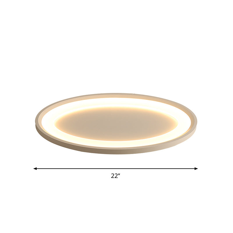 Elliptical Thin Bedroom Flushmount Iron Minimalist 22"/26" W LED Flush Mount Ceiling Lighting Fixture in Warm/White Light Clearhalo 'Ceiling Lights' 'Close To Ceiling Lights' 'Close to ceiling' 'Flush mount' Lighting' 1473562