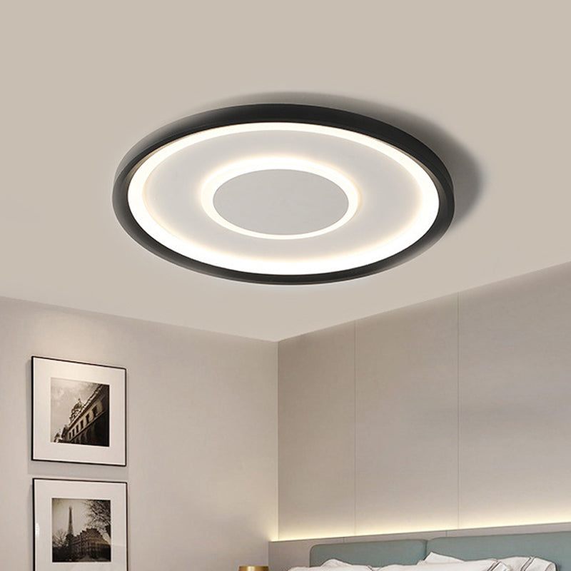 Disk Thin Flush Mount Ceiling Light Nordic Acrylic Bedroom LED Flush Light Fixture in Black, 16"/19.5" Width Black Clearhalo 'Ceiling Lights' 'Close To Ceiling Lights' 'Close to ceiling' 'Flush mount' Lighting' 1473565