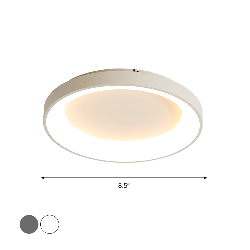 Nordic Style Plate Iron Ceiling Fixture 8.5"/16"/19.5" Wide LED Flush Mount Lamp in Grey/White for Bedroom Clearhalo 'Ceiling Lights' 'Close To Ceiling Lights' 'Close to ceiling' 'Flush mount' Lighting' 1473574